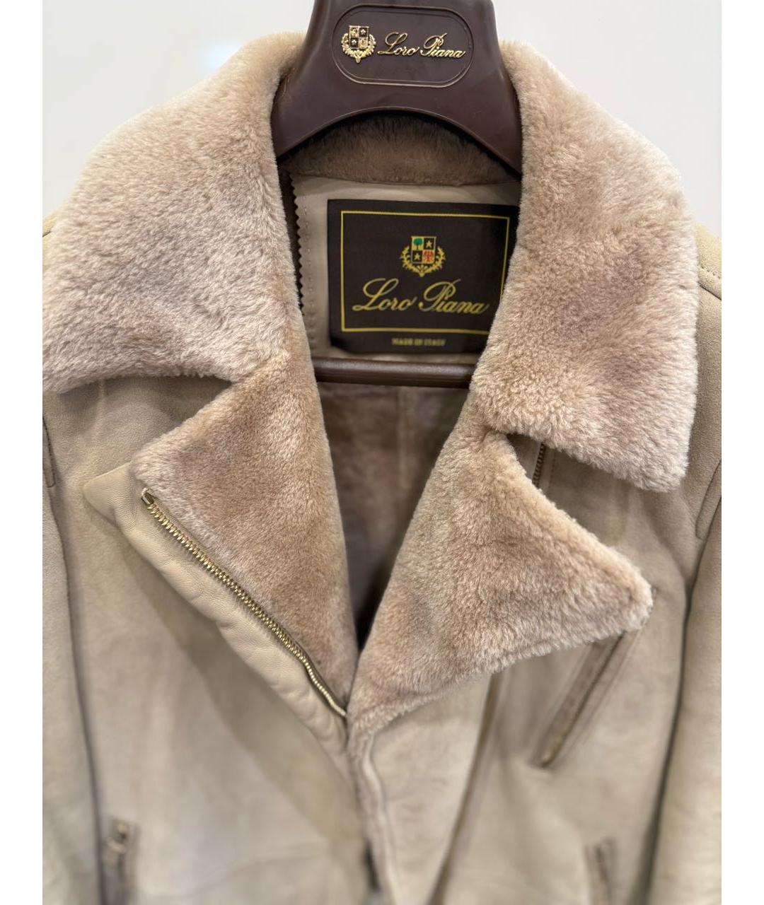 LORO PIANA Бежевая меховая дубленка, фото 3