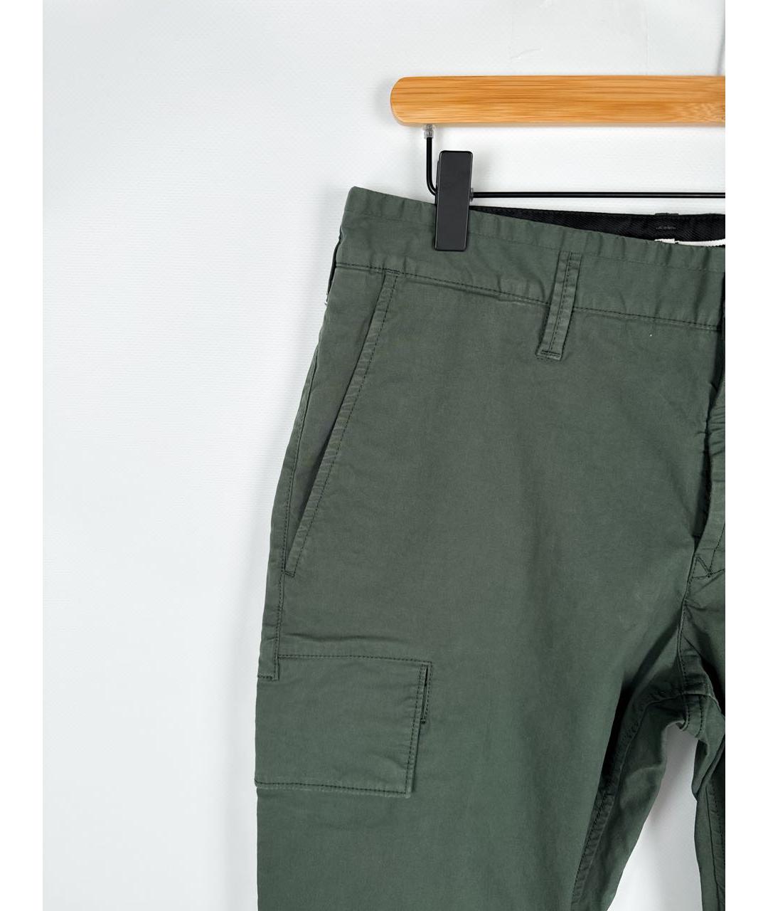 STONE ISLAND Зеленые хлопковые повседневные брюки, фото 3