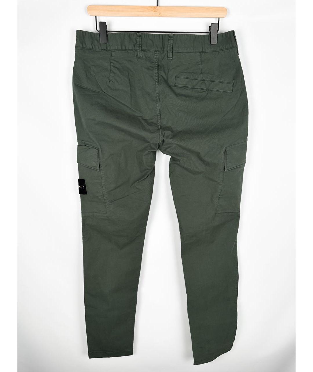 STONE ISLAND Зеленые хлопковые повседневные брюки, фото 2