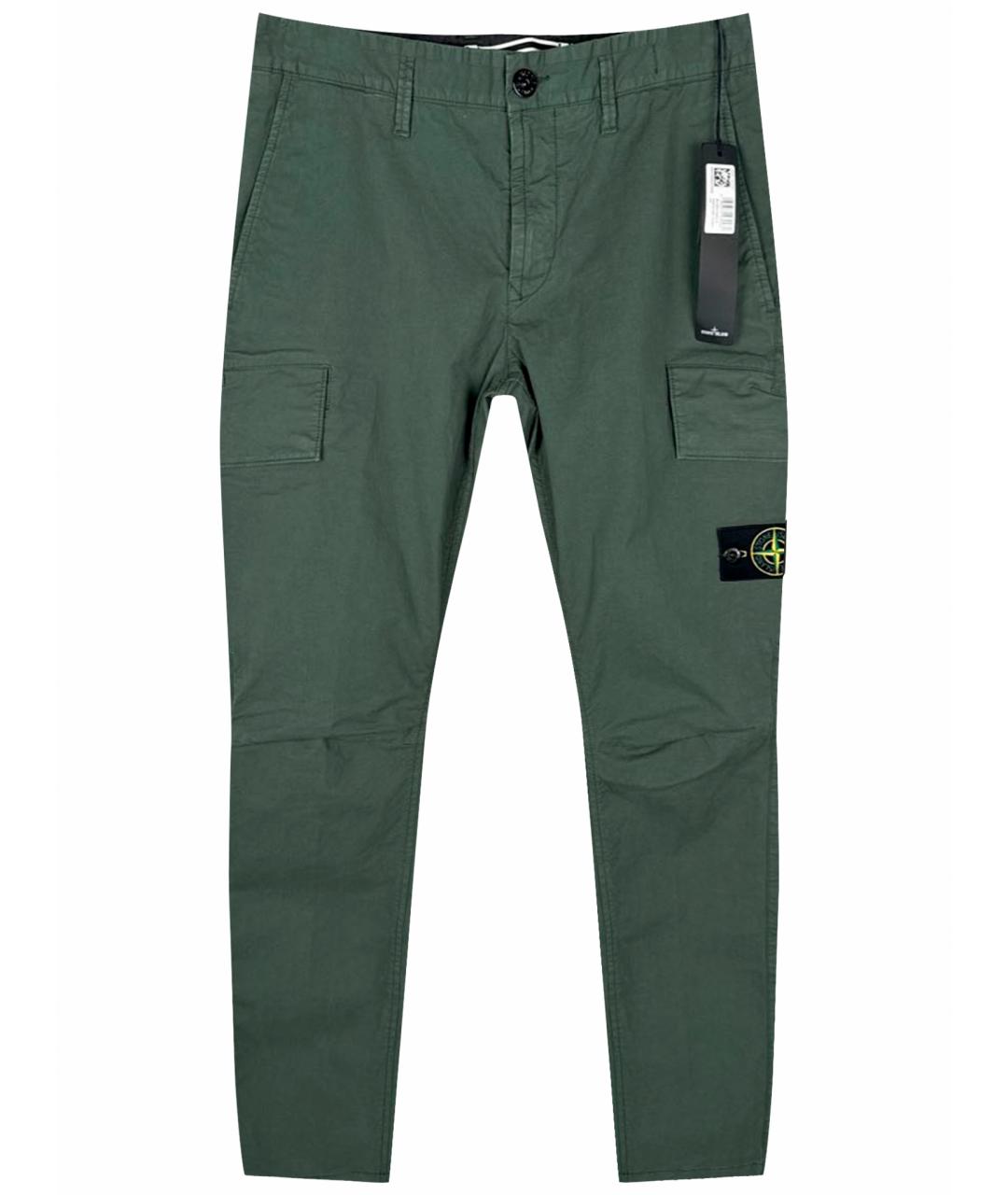 STONE ISLAND Зеленые хлопковые повседневные брюки, фото 1
