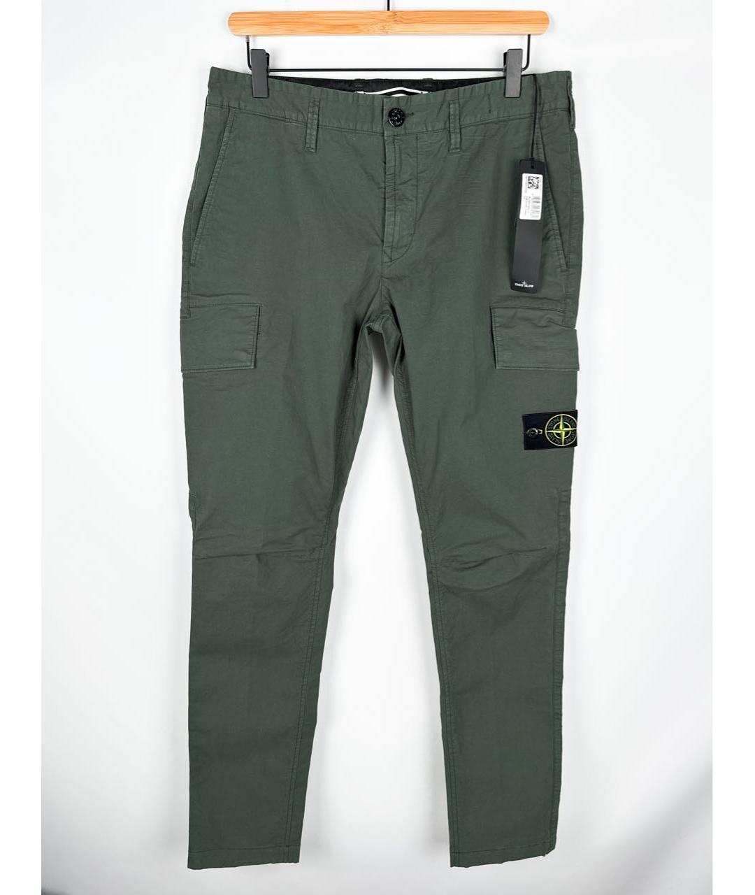 STONE ISLAND Зеленые хлопковые повседневные брюки, фото 9