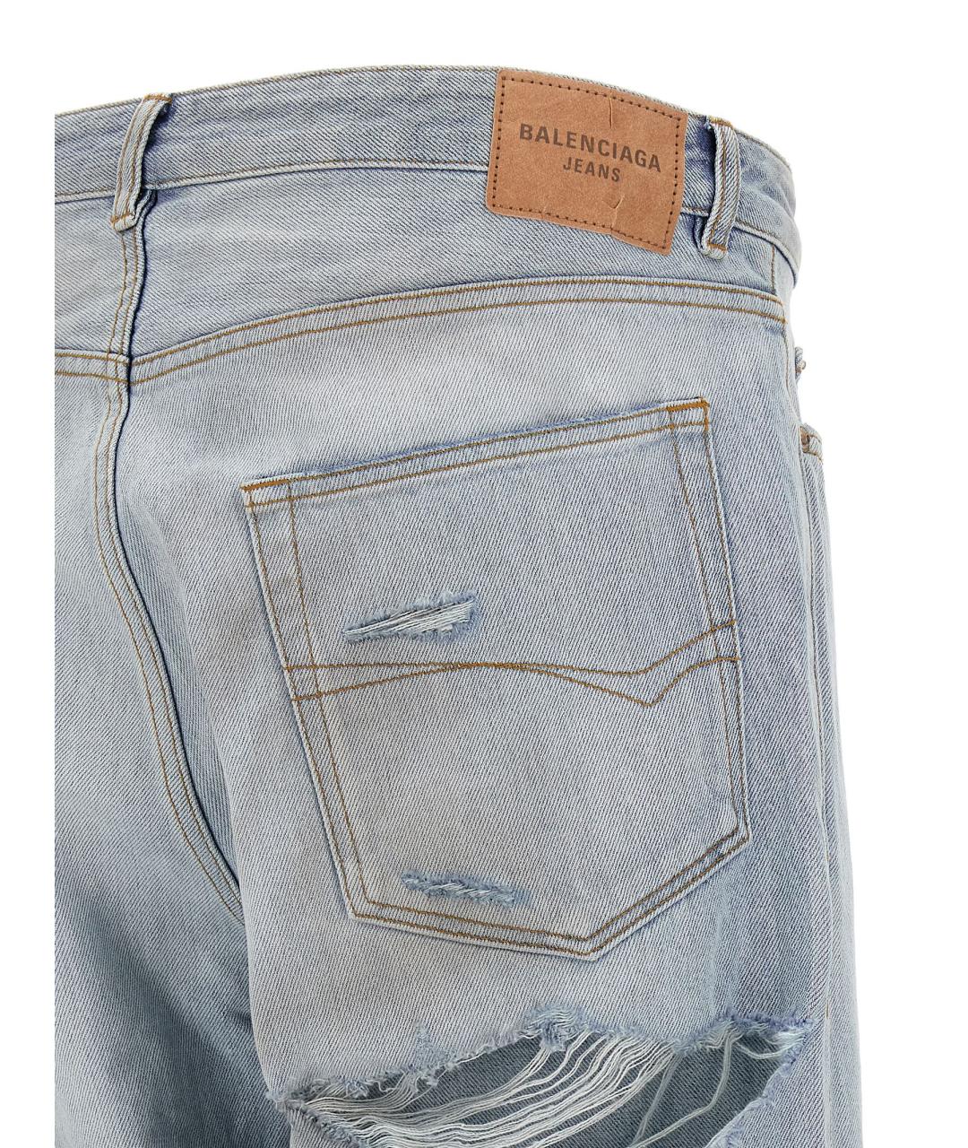 BALENCIAGA Голубые хлопковые прямые джинсы, фото 4
