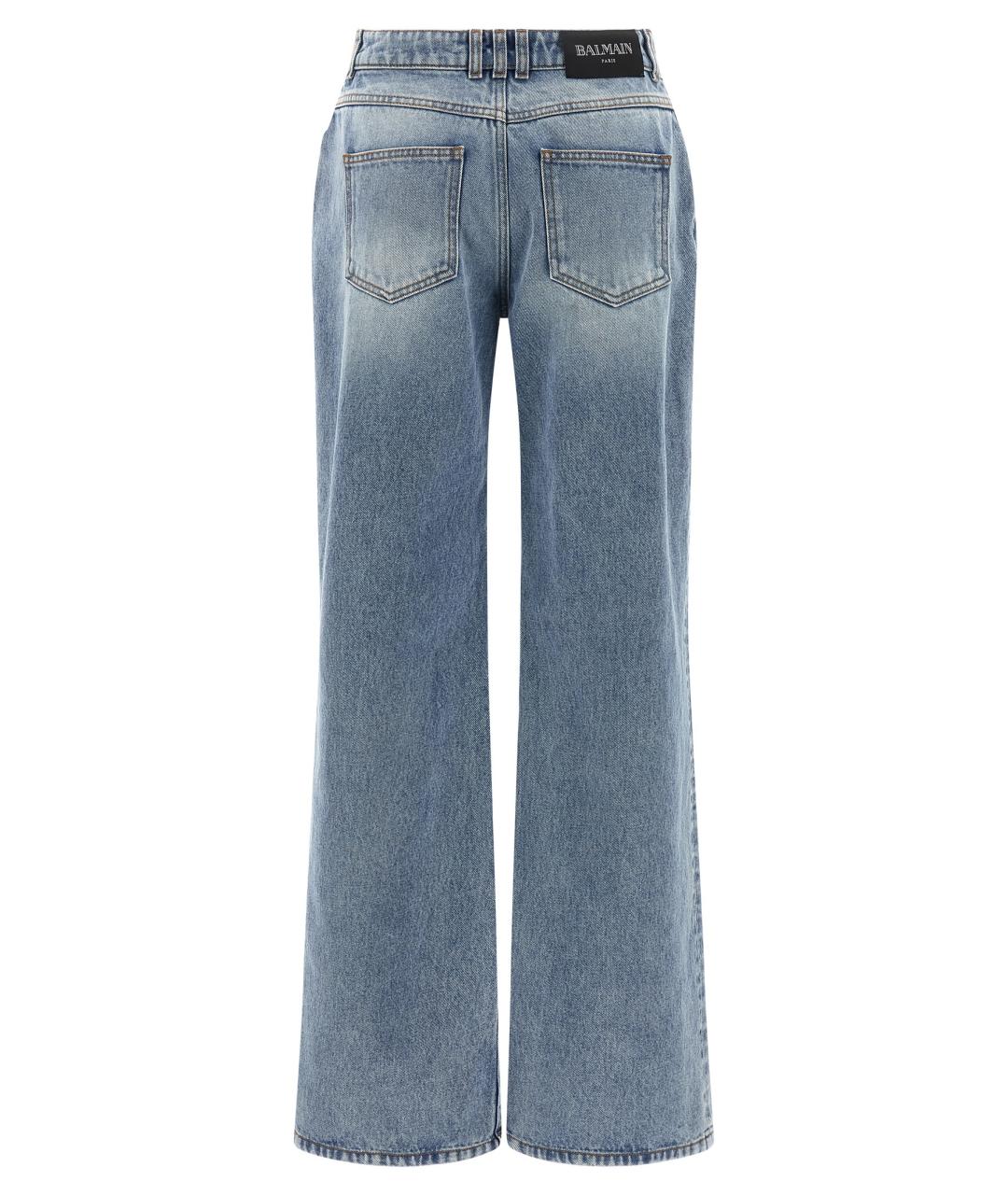 BALMAIN Голубые хлопковые прямые джинсы, фото 2