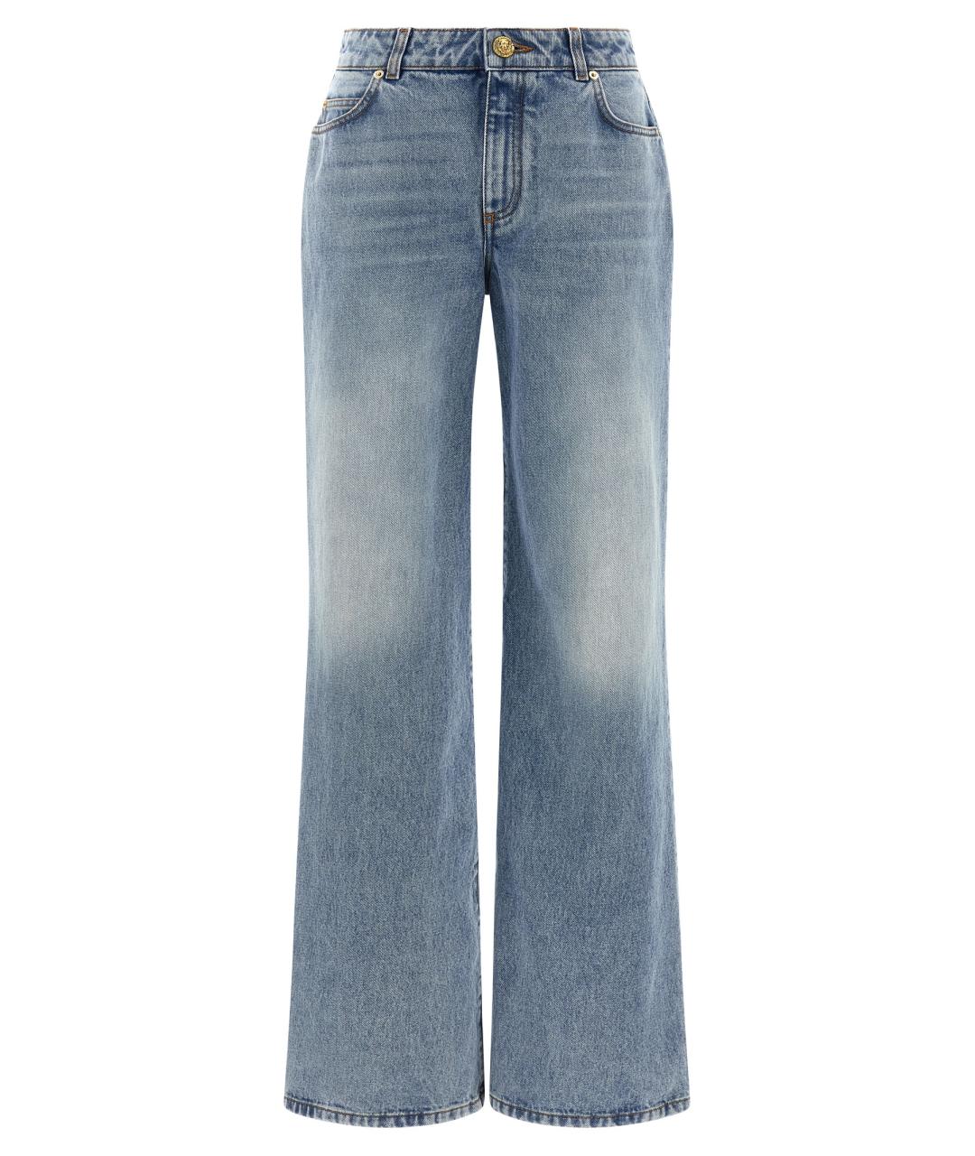 BALMAIN Голубые хлопковые прямые джинсы, фото 1