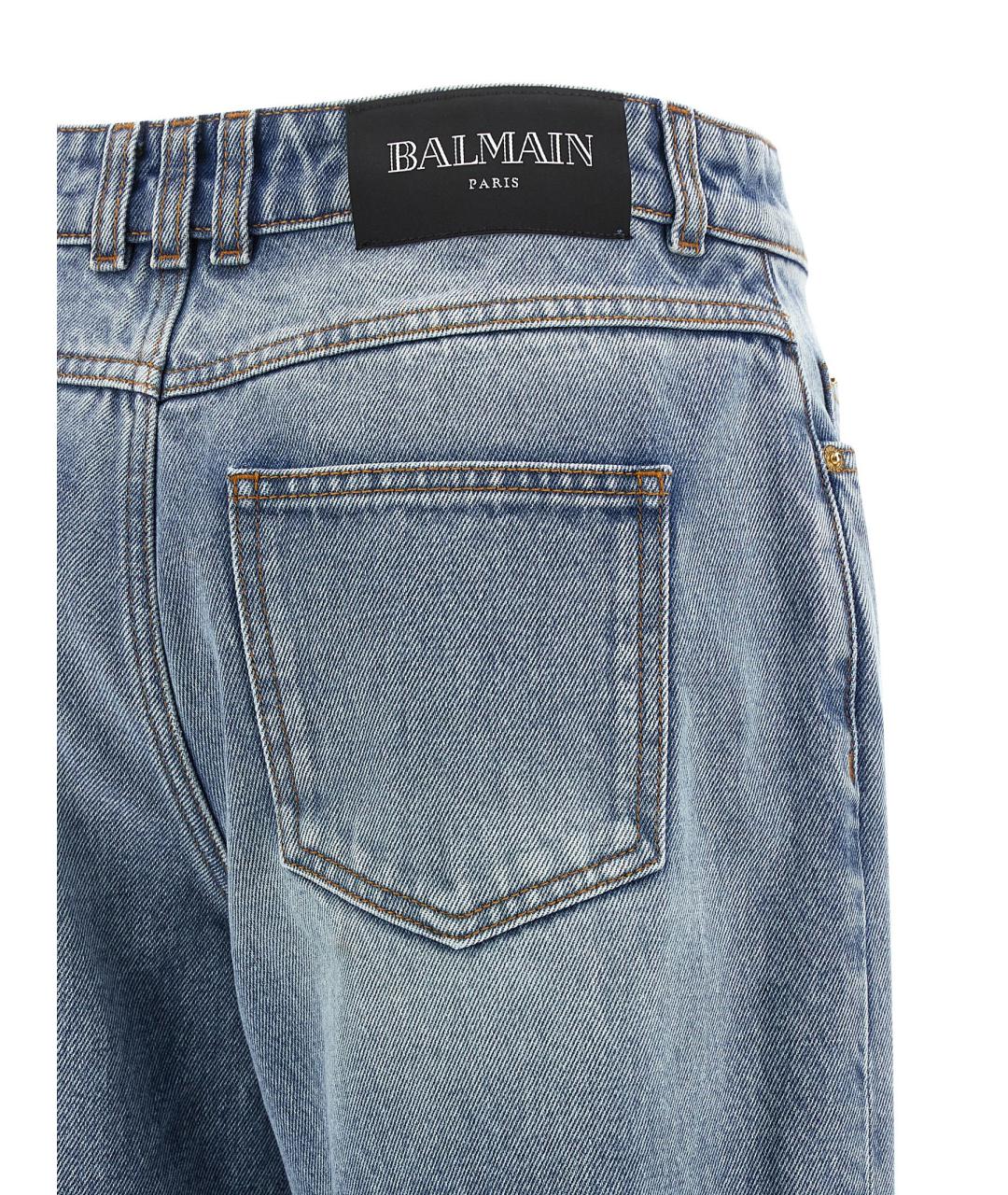 BALMAIN Голубые хлопковые прямые джинсы, фото 4