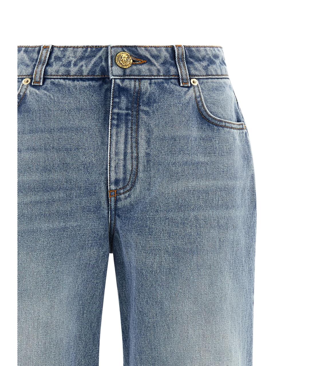 BALMAIN Голубые хлопковые прямые джинсы, фото 3