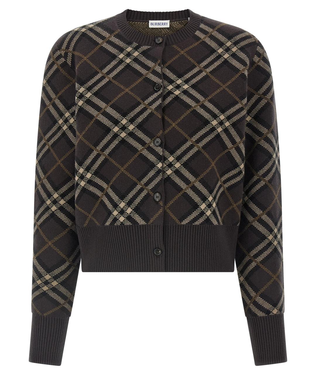 BURBERRY Коричневый шерстяной кардиган, фото 1