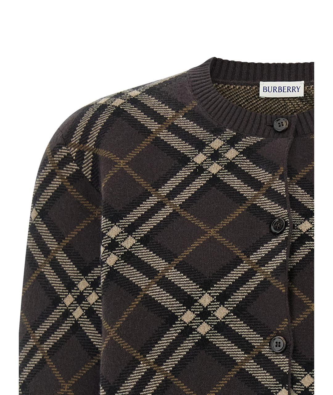 BURBERRY Коричневый шерстяной кардиган, фото 3