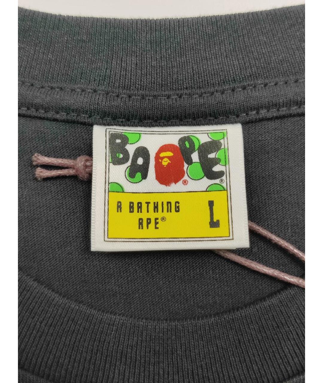 A BATHING APE Черная хлопковая футболка, фото 4
