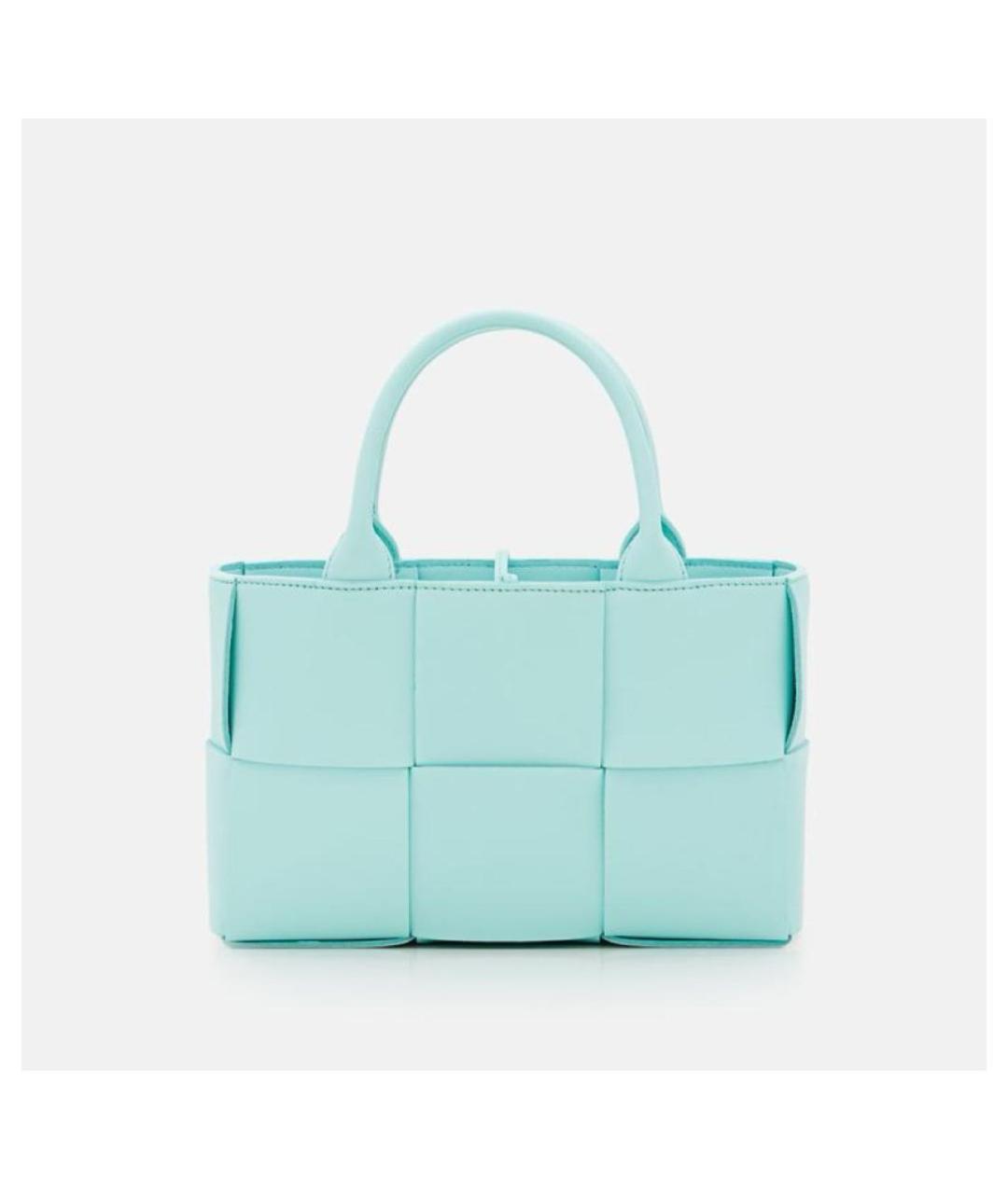 BOTTEGA VENETA Бирюзовая кожаная сумка тоут, фото 3