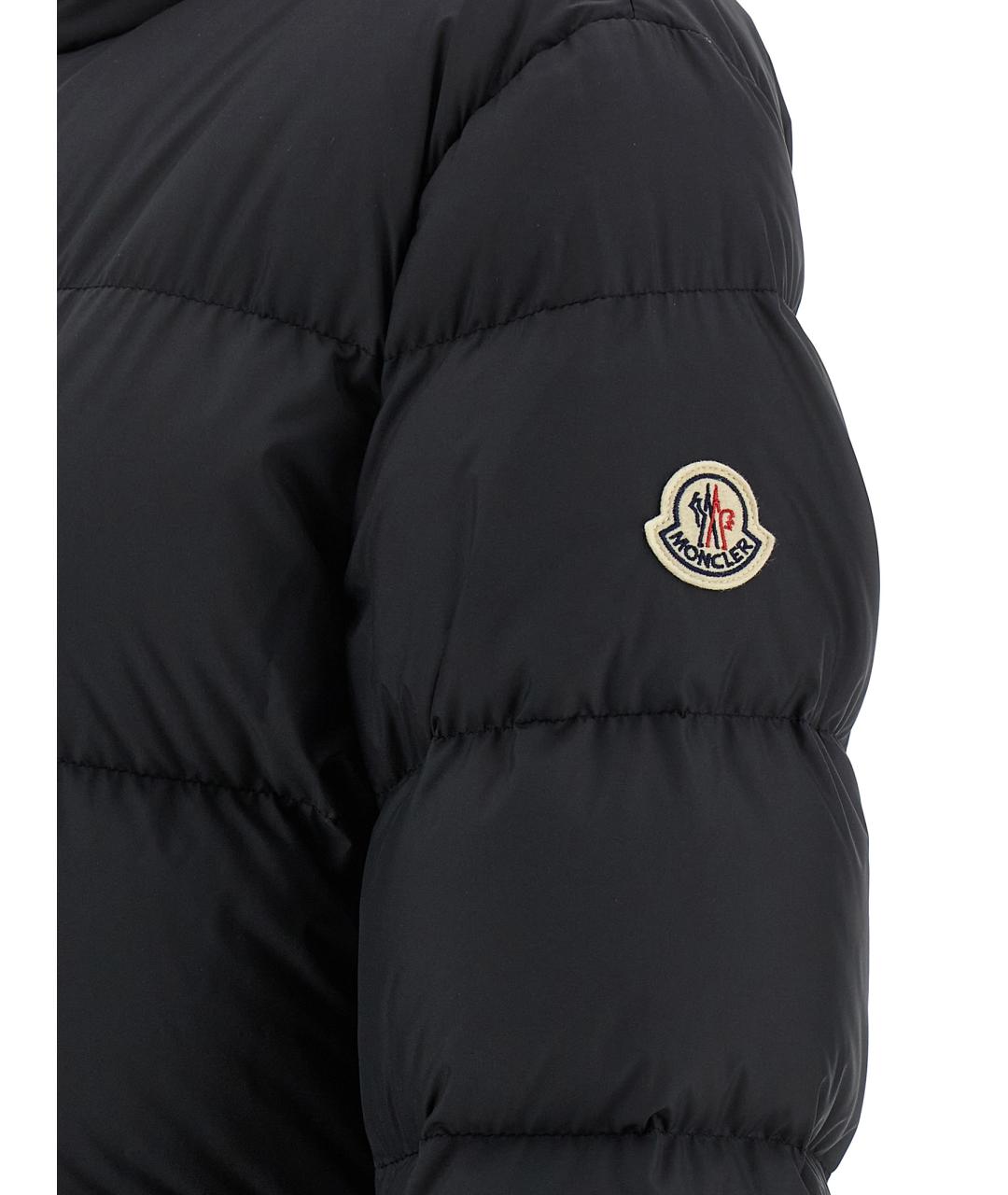 MONCLER Черный полиэстеровый пуховик, фото 4