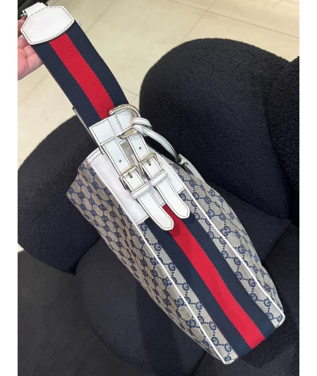 GUCCI Бежевая тканевая сумка с короткими ручками, фото 4