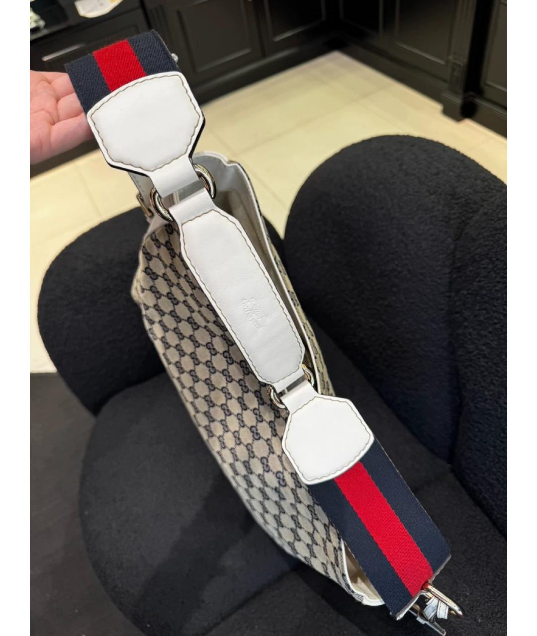 GUCCI Бежевая тканевая сумка с короткими ручками, фото 7