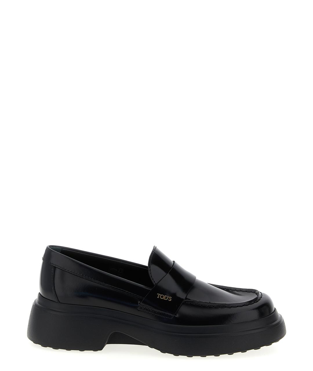 TOD'S Черные кожаные лоферы, фото 1
