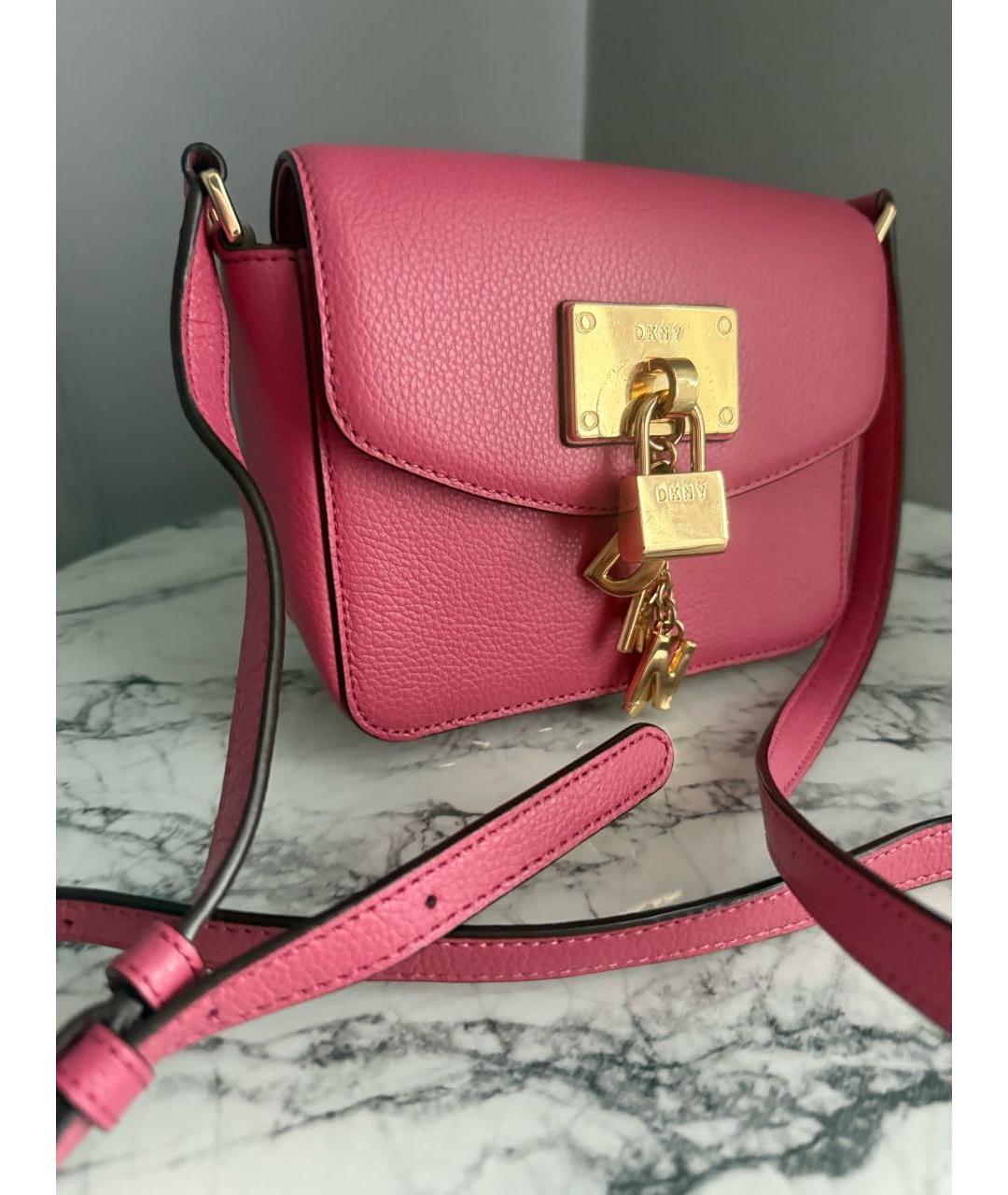 DKNY Розовая кожаная сумка через плечо, фото 2