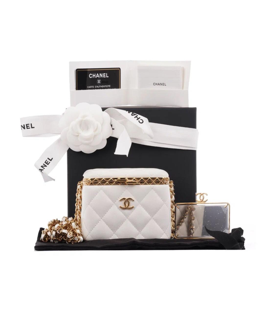 CHANEL Белая кожаная сумка через плечо, фото 2