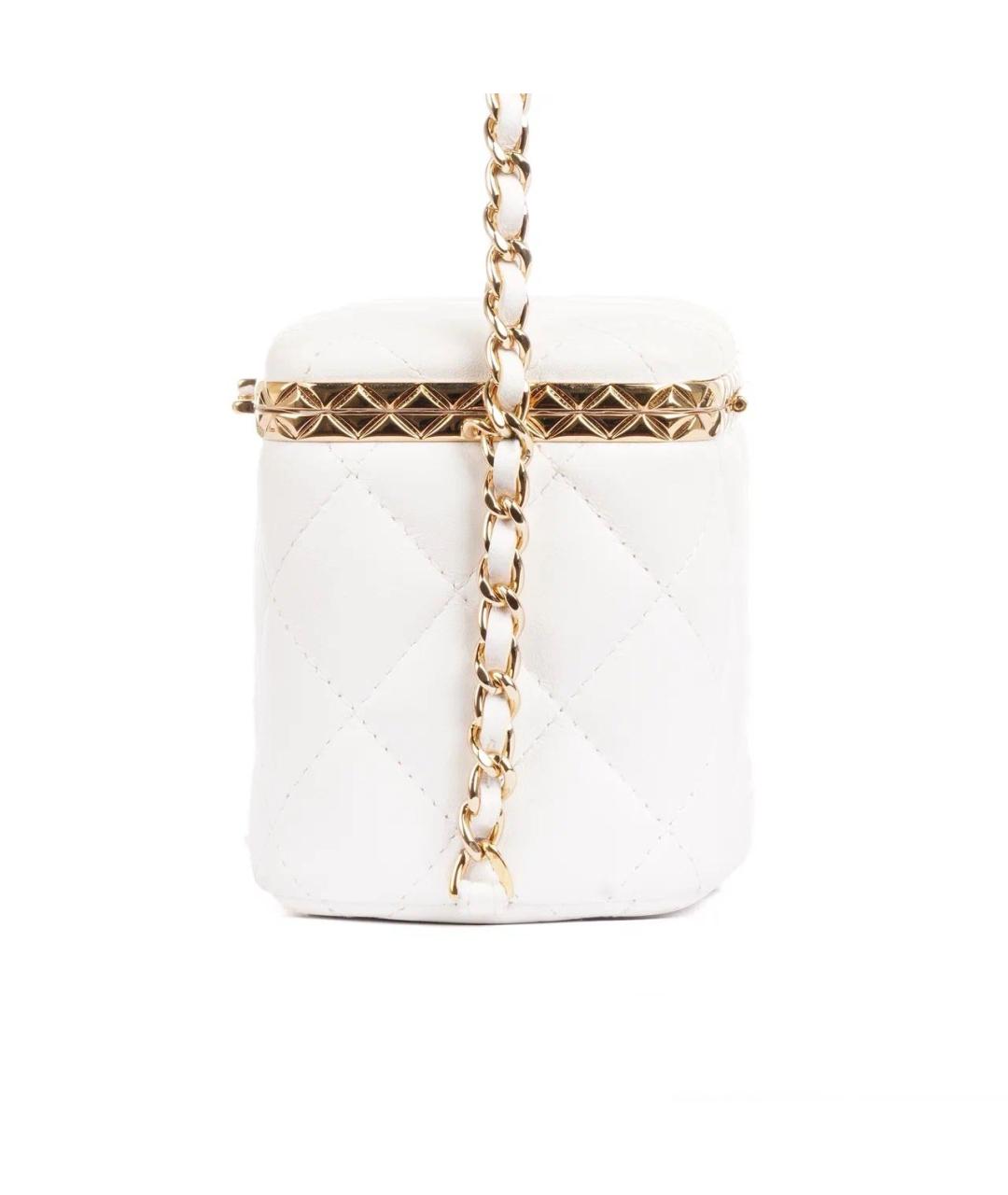 CHANEL Белая кожаная сумка через плечо, фото 4