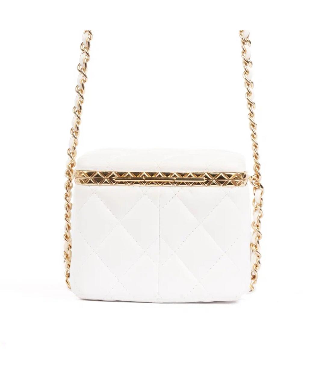 CHANEL Белая кожаная сумка через плечо, фото 5