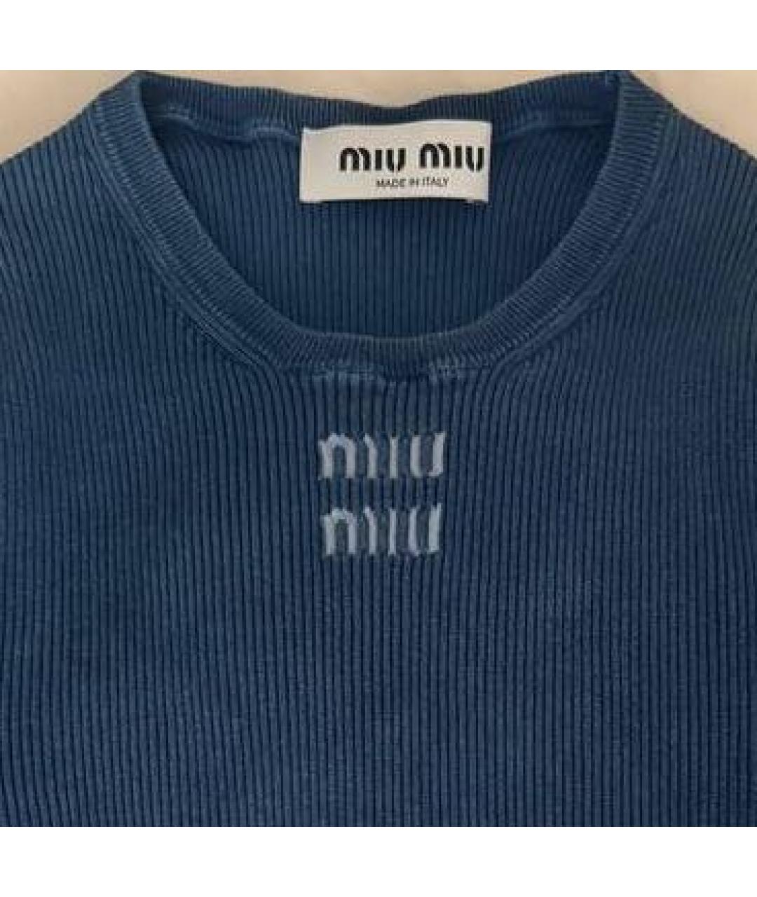 MIU MIU Темно-синий хлопковый джемпер / свитер, фото 3
