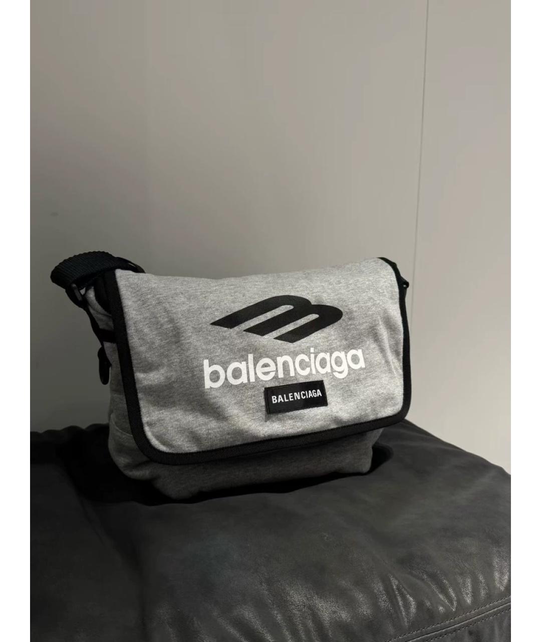 BALENCIAGA Серая тканевая сумка на плечо, фото 2