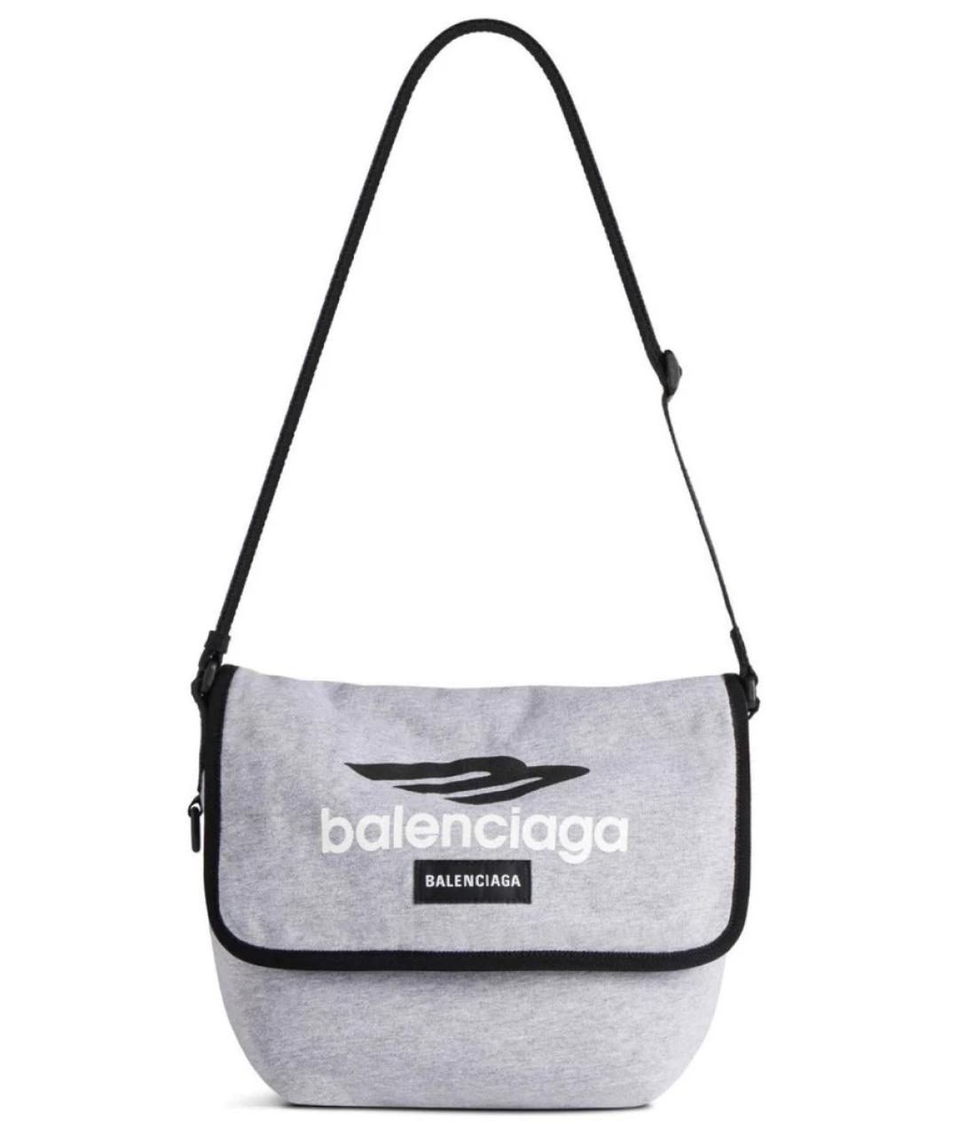 BALENCIAGA Серая тканевая сумка на плечо, фото 5
