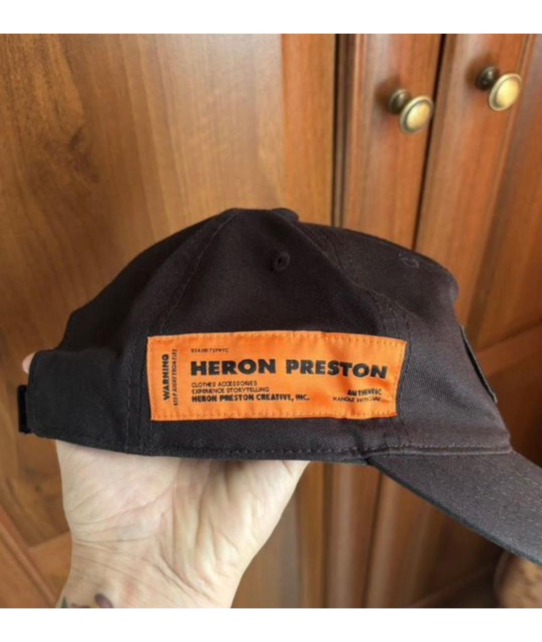 HERON PRESTON Черная хлопковая кепка/бейсболка, фото 2