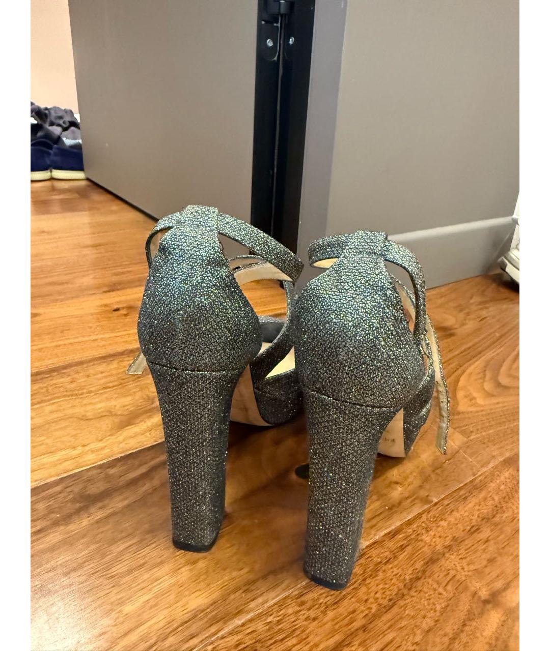 JIMMY CHOO Серебряные кроссовки из лакированной кожи, фото 4