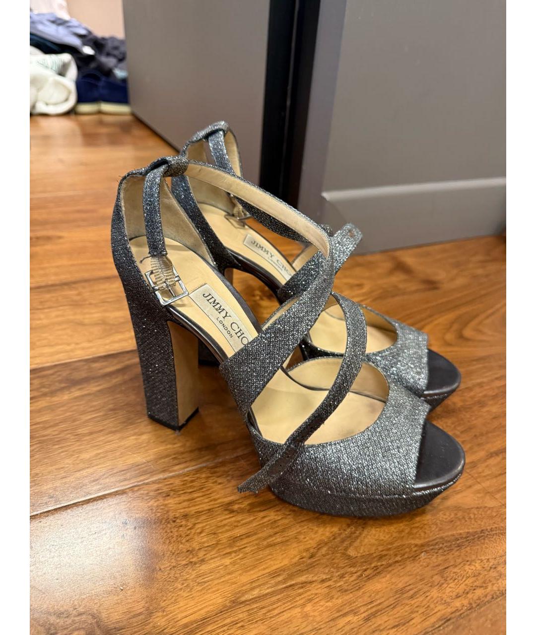 JIMMY CHOO Серебряные кроссовки из лакированной кожи, фото 5