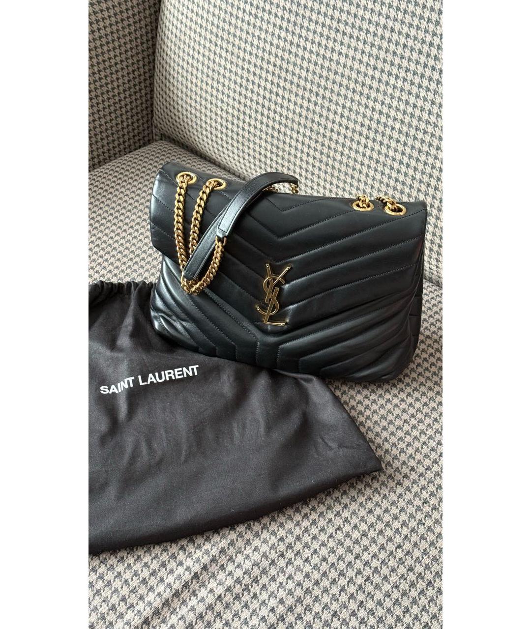 SAINT LAURENT Черная кожаная сумка через плечо, фото 2