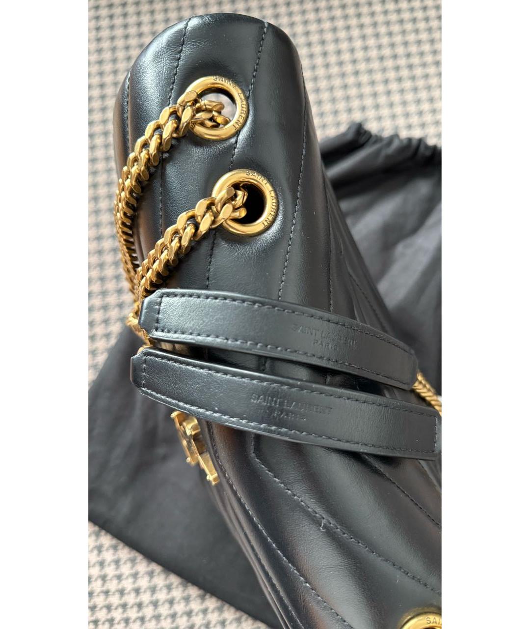 SAINT LAURENT Черная кожаная сумка через плечо, фото 7