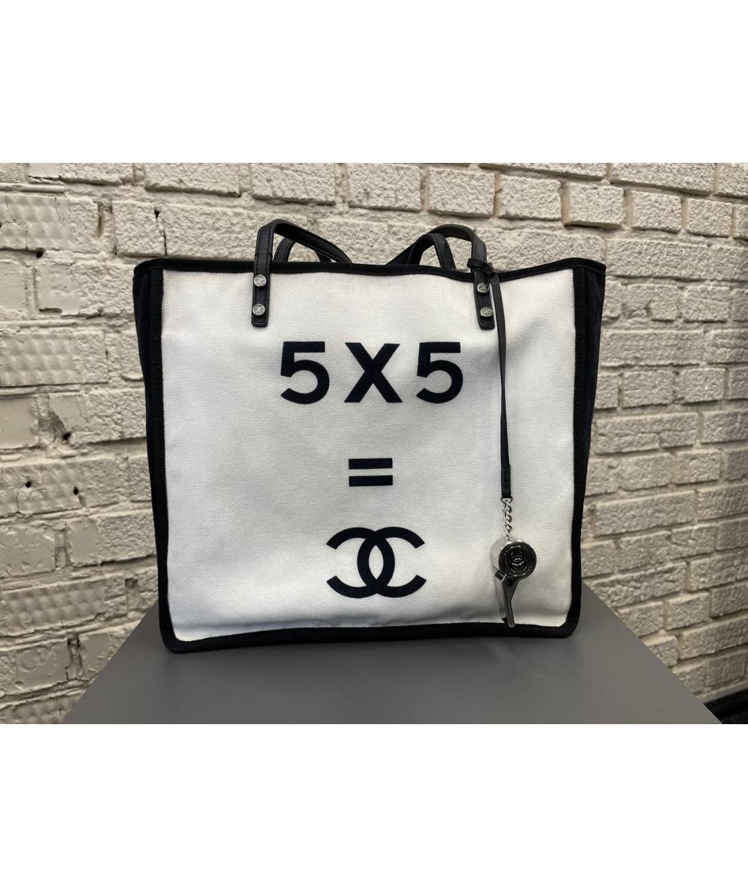 CHANEL Белая тканевая сумка тоут, фото 2