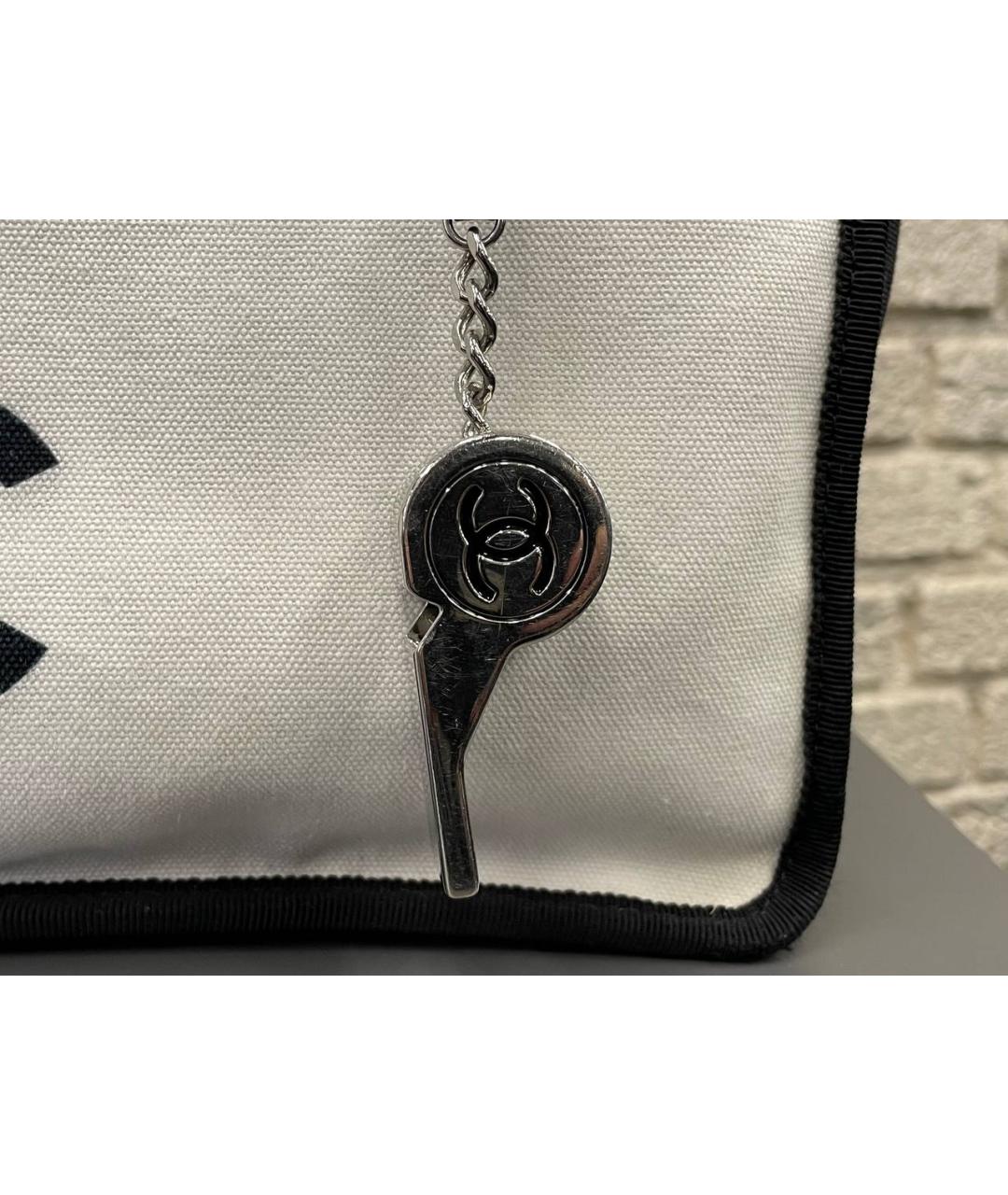 CHANEL Белая тканевая сумка тоут, фото 7