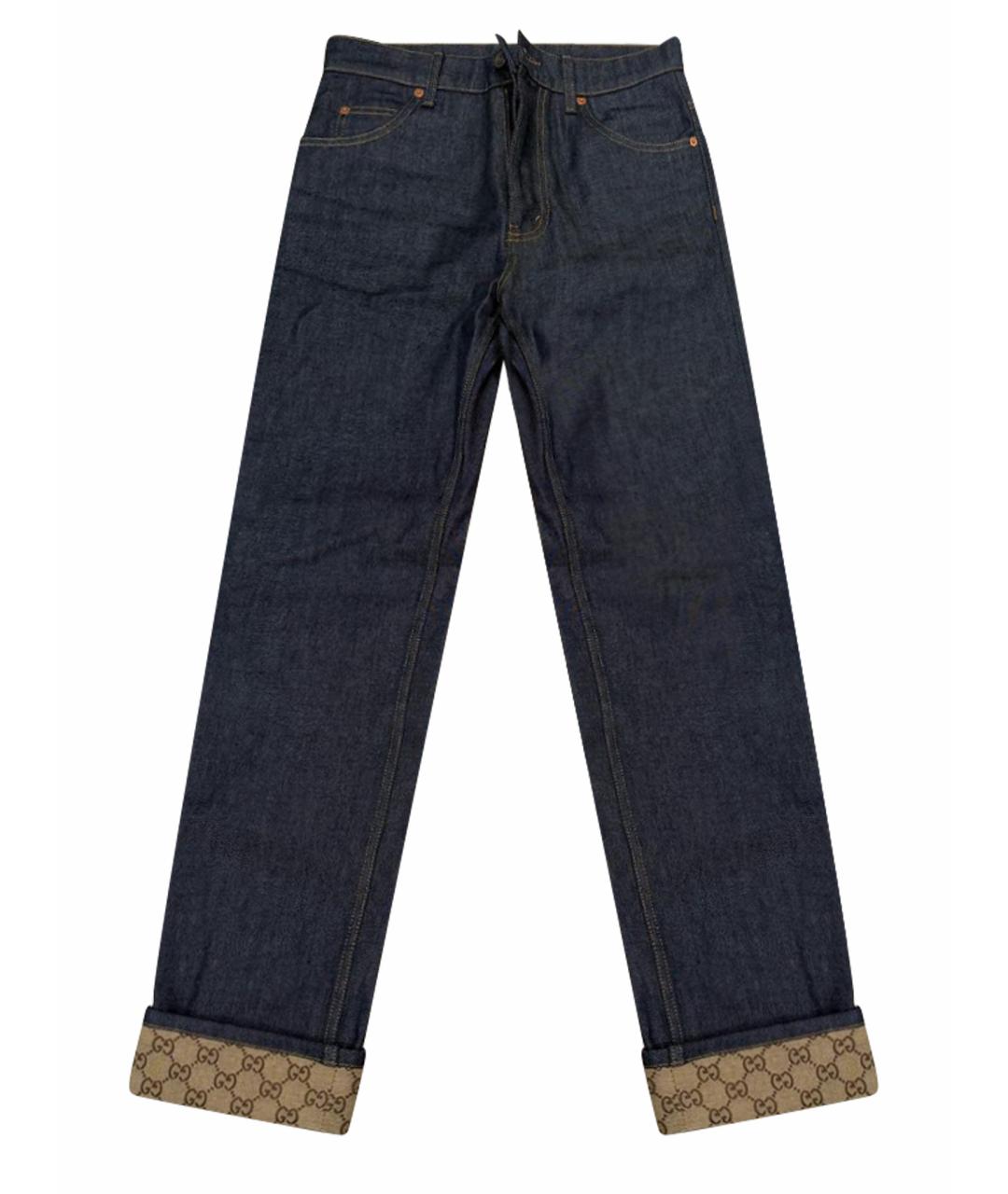 GUCCI Темно-синие хлопковые прямые джинсы, фото 1