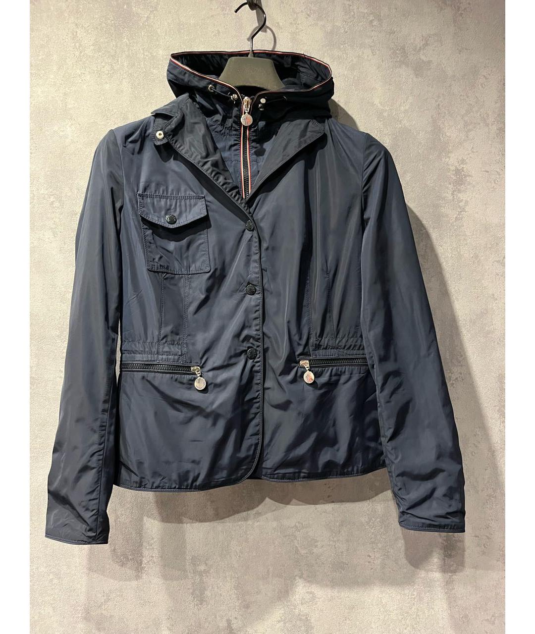 MONCLER Синяя полиэстеровая куртка, фото 9