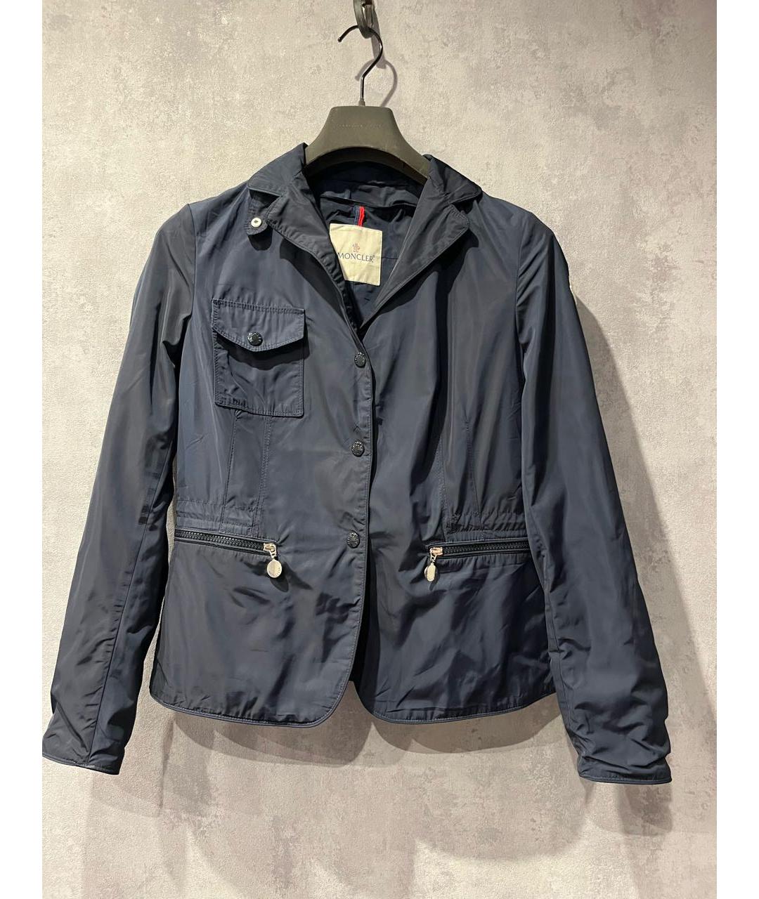MONCLER Синяя полиэстеровая куртка, фото 4
