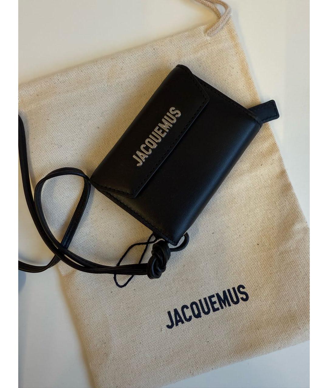 JACQUEMUS Черный кожаный кардхолдер, фото 2