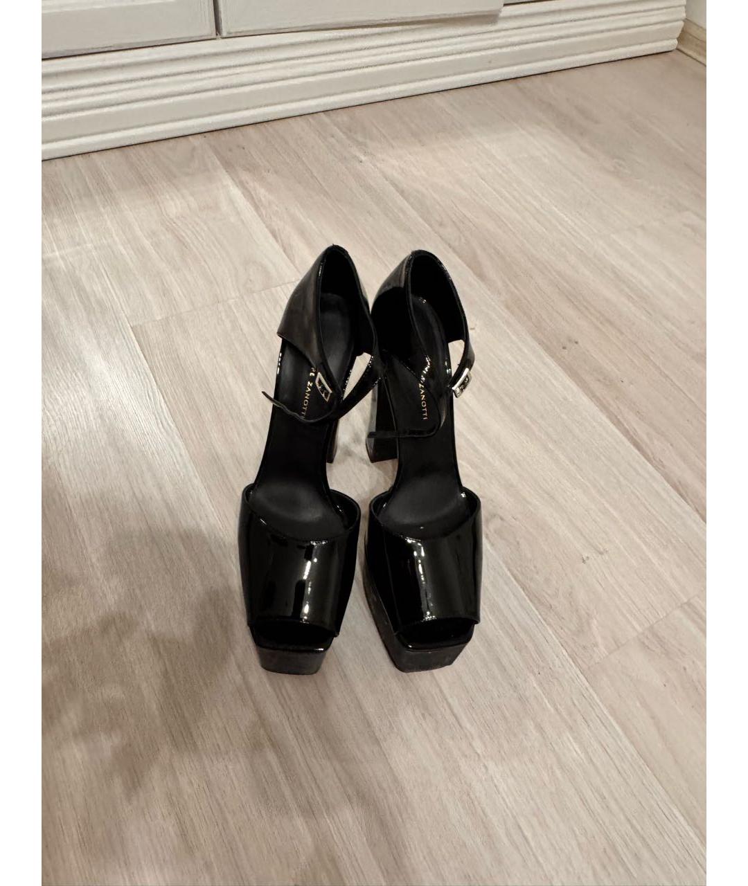 GIUSEPPE ZANOTTI DESIGN Черные босоножки из лакированной кожи, фото 3