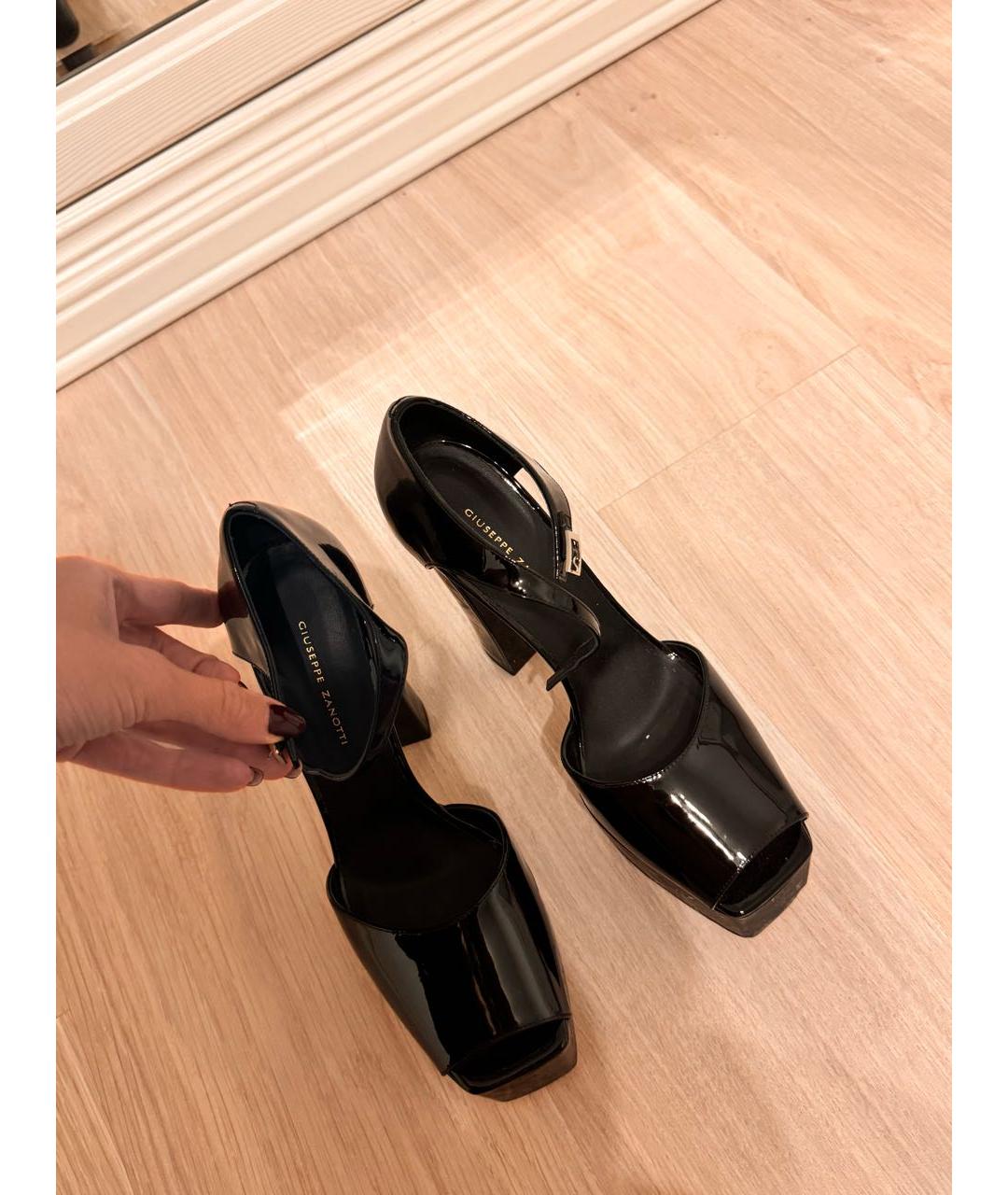 GIUSEPPE ZANOTTI DESIGN Черные босоножки из лакированной кожи, фото 2