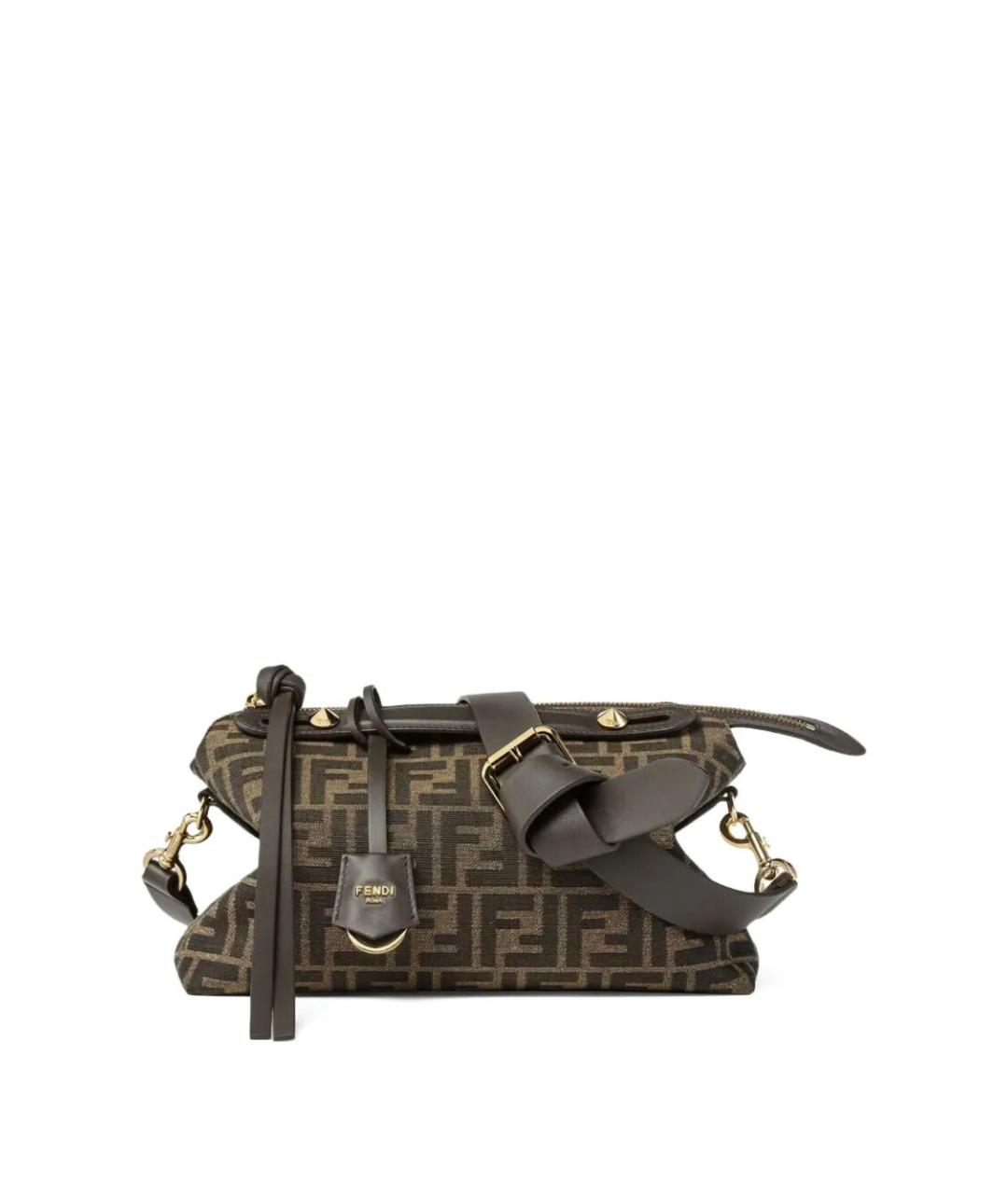FENDI Коричневая жаккардовая сумка тоут, фото 1