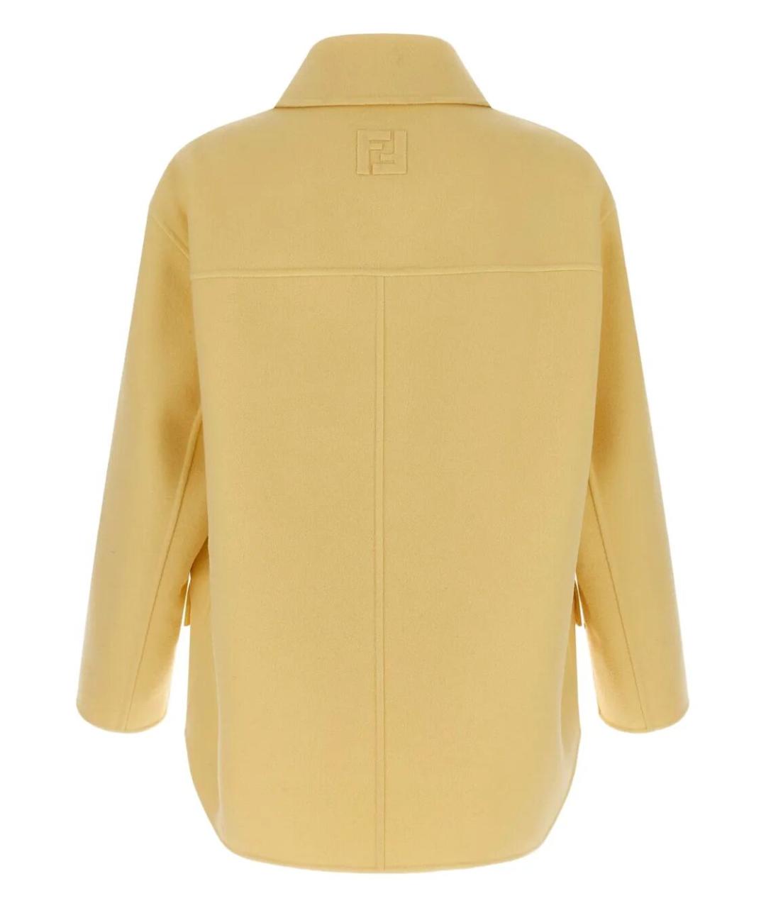 FENDI Желтое шерстяное пальто, фото 2
