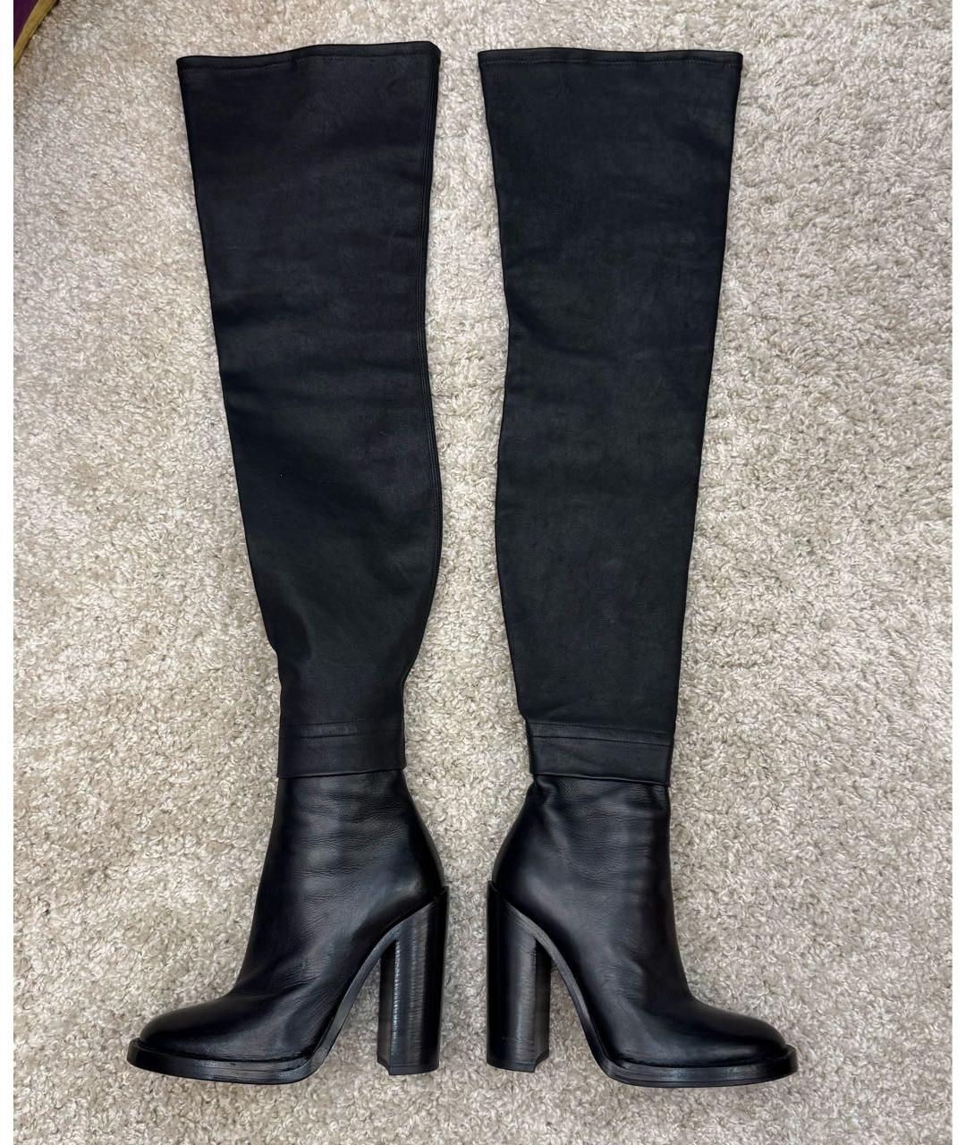 ANN DEMEULEMEESTER Черные кожаные ботфорты, фото 5