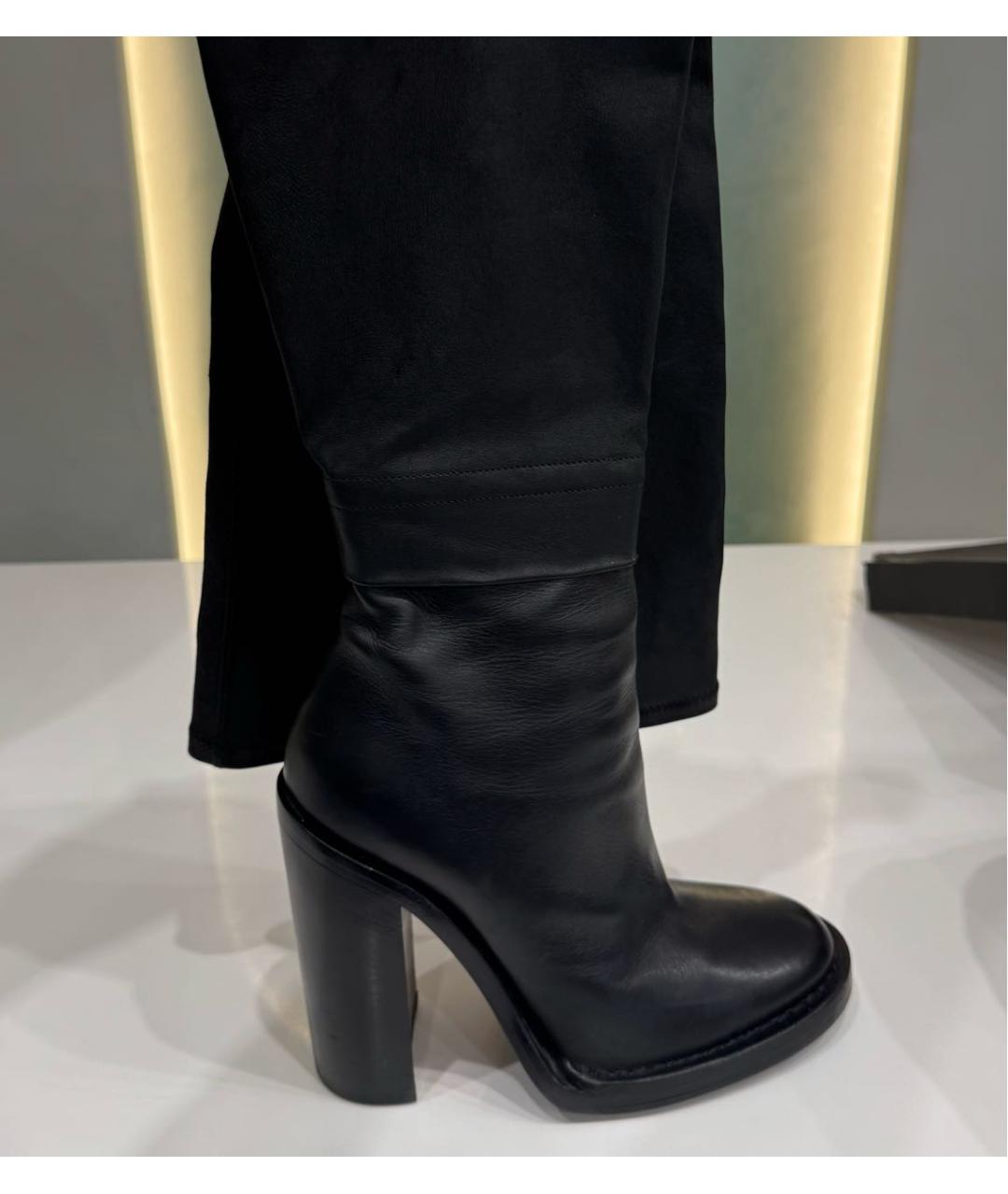 ANN DEMEULEMEESTER Черные кожаные ботфорты, фото 4