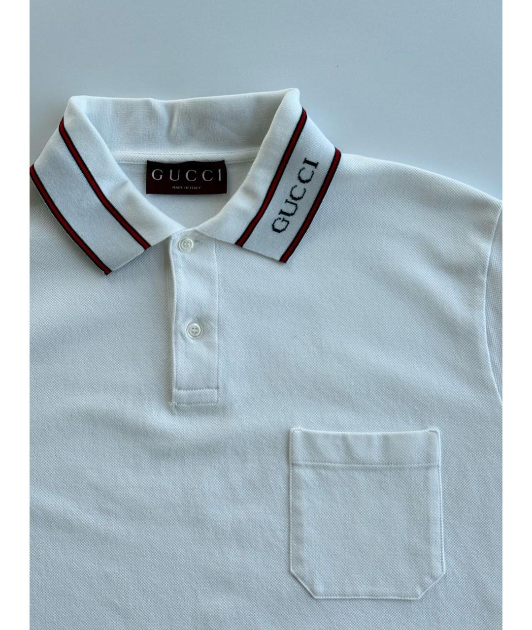 GUCCI Белое хлопковое поло с коротким рукавом, фото 3