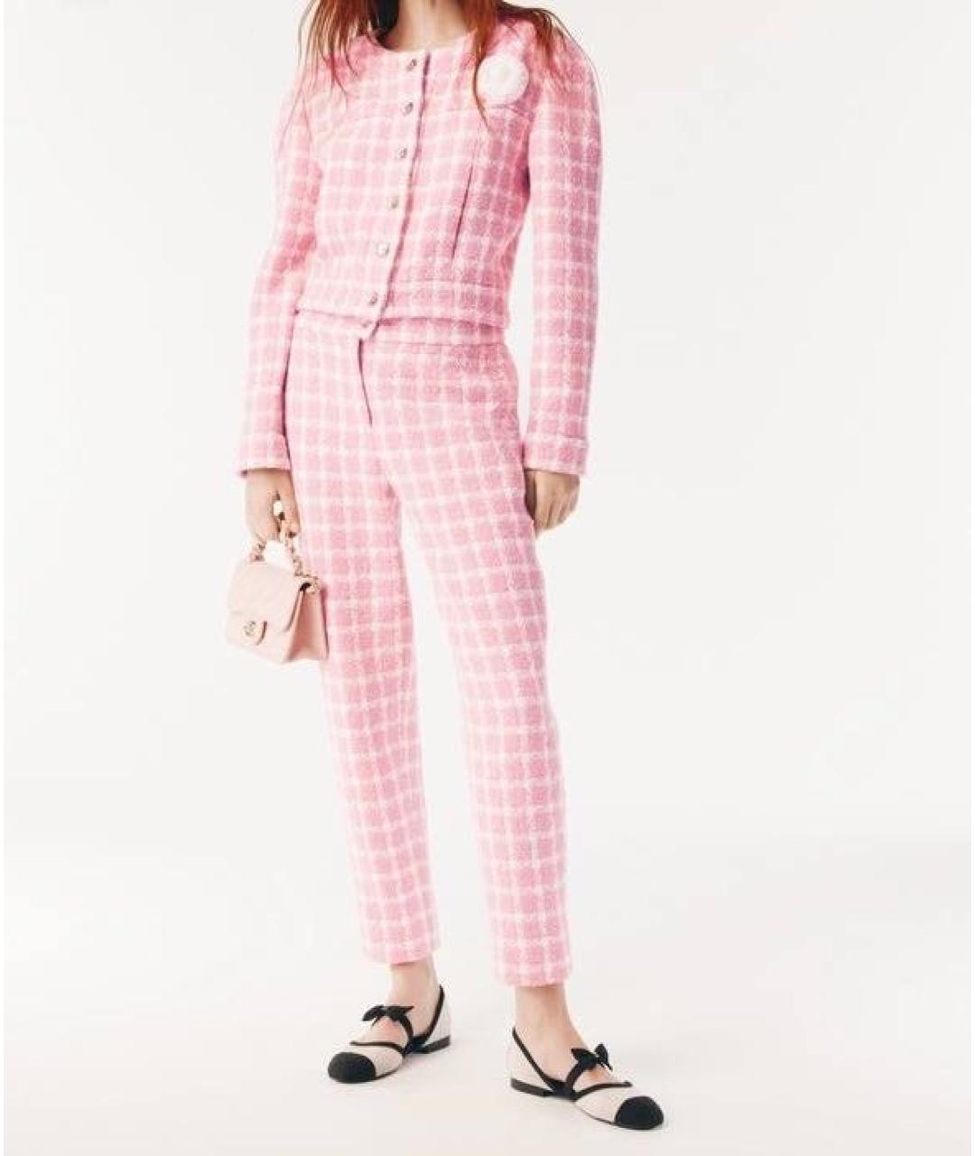 CHANEL Розовые твидовые брюки узкие, фото 3