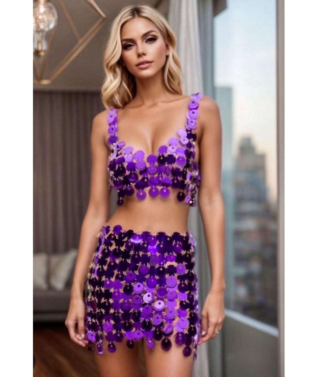 PACO RABANNE Фиолетовая юбка мини, фото 6