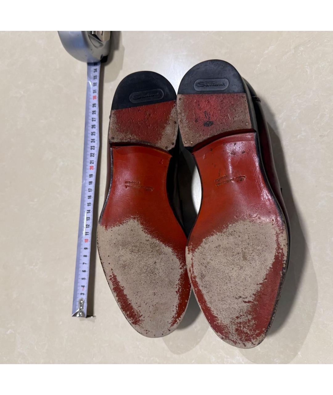 SANTONI Бордовые кожаные лоферы, фото 8