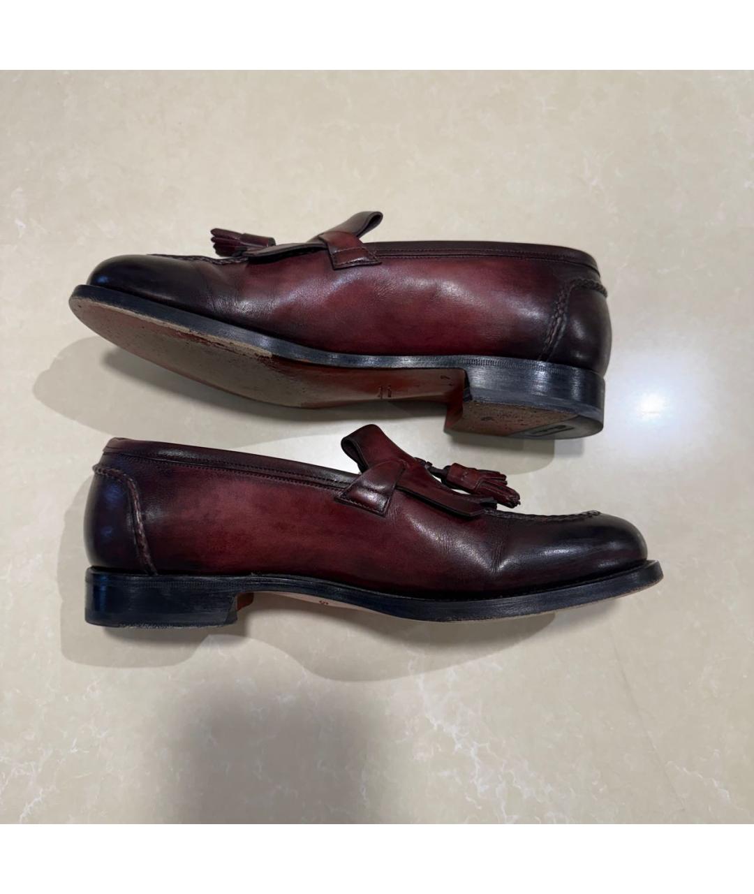 SANTONI Бордовые кожаные лоферы, фото 5