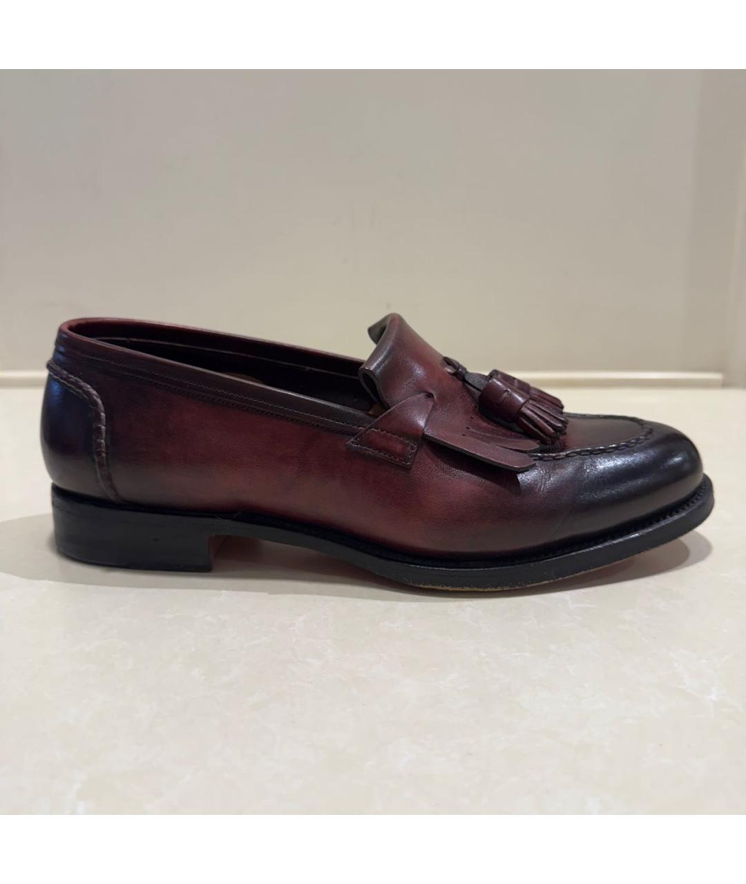 SANTONI Бордовые кожаные лоферы, фото 9