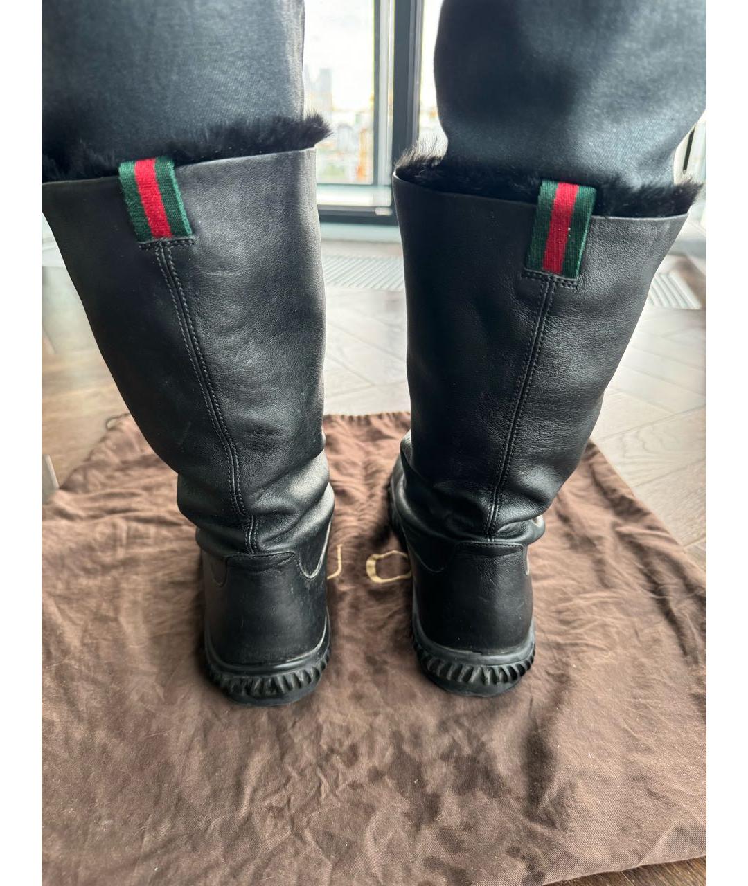 GUCCI Черные кожаные высокие ботинки, фото 3
