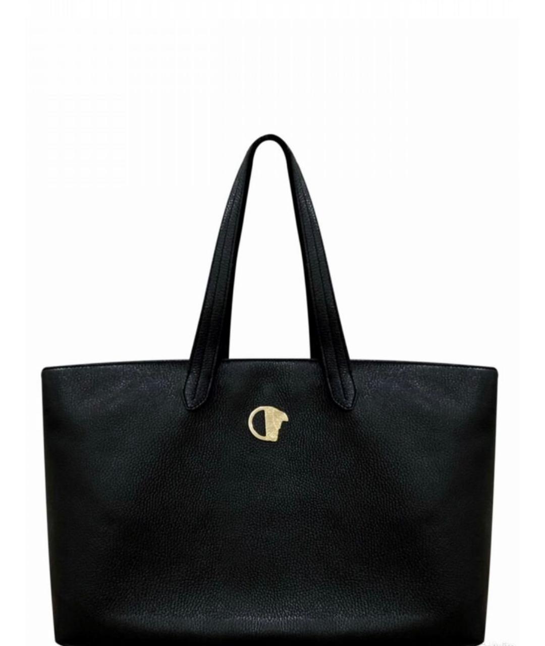 VERSACE Черная кожаная сумка тоут, фото 1